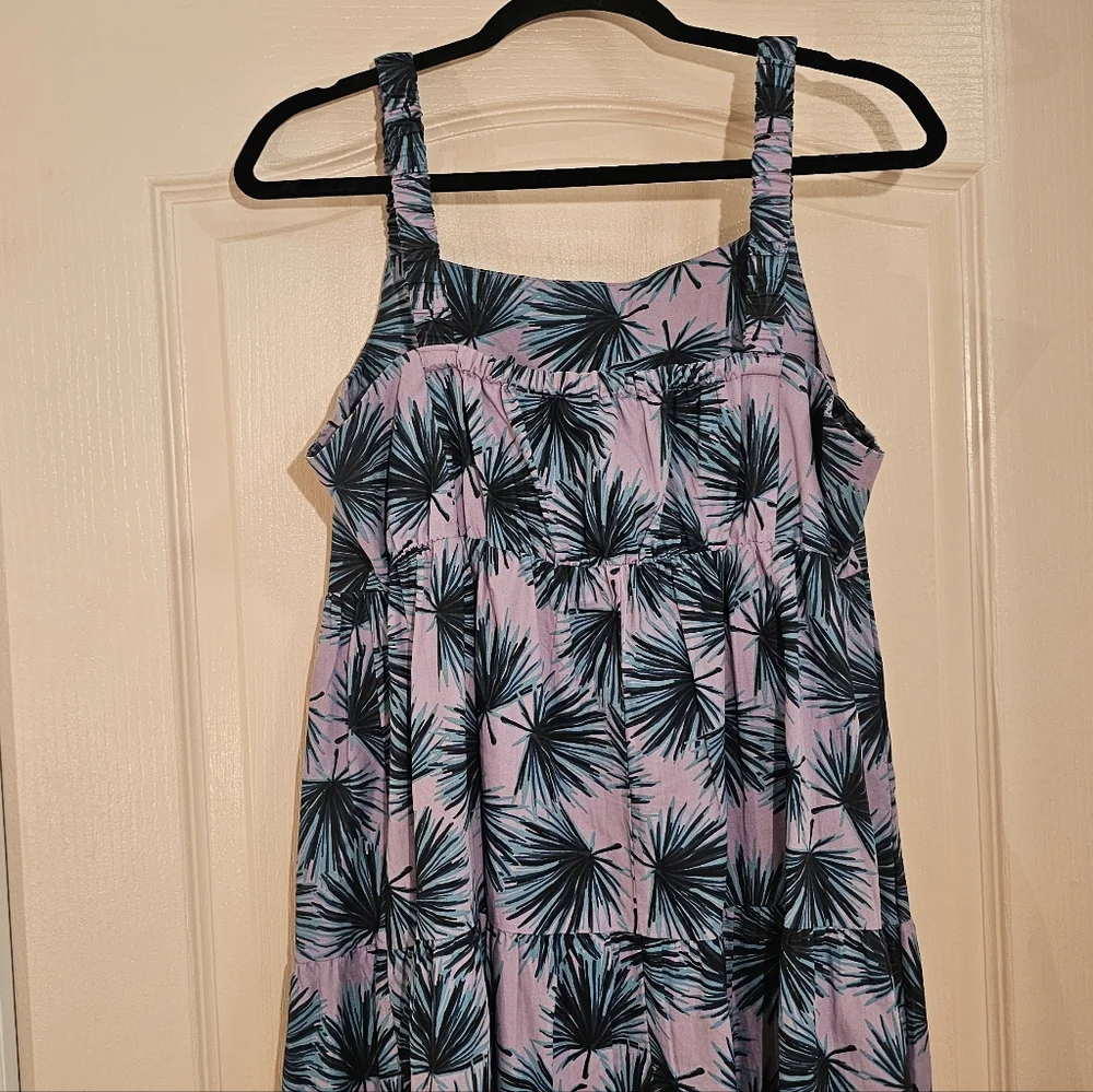 dip Lavender Palm Print Tiered Maxi Dress Cotton L - Picture 7 of 10